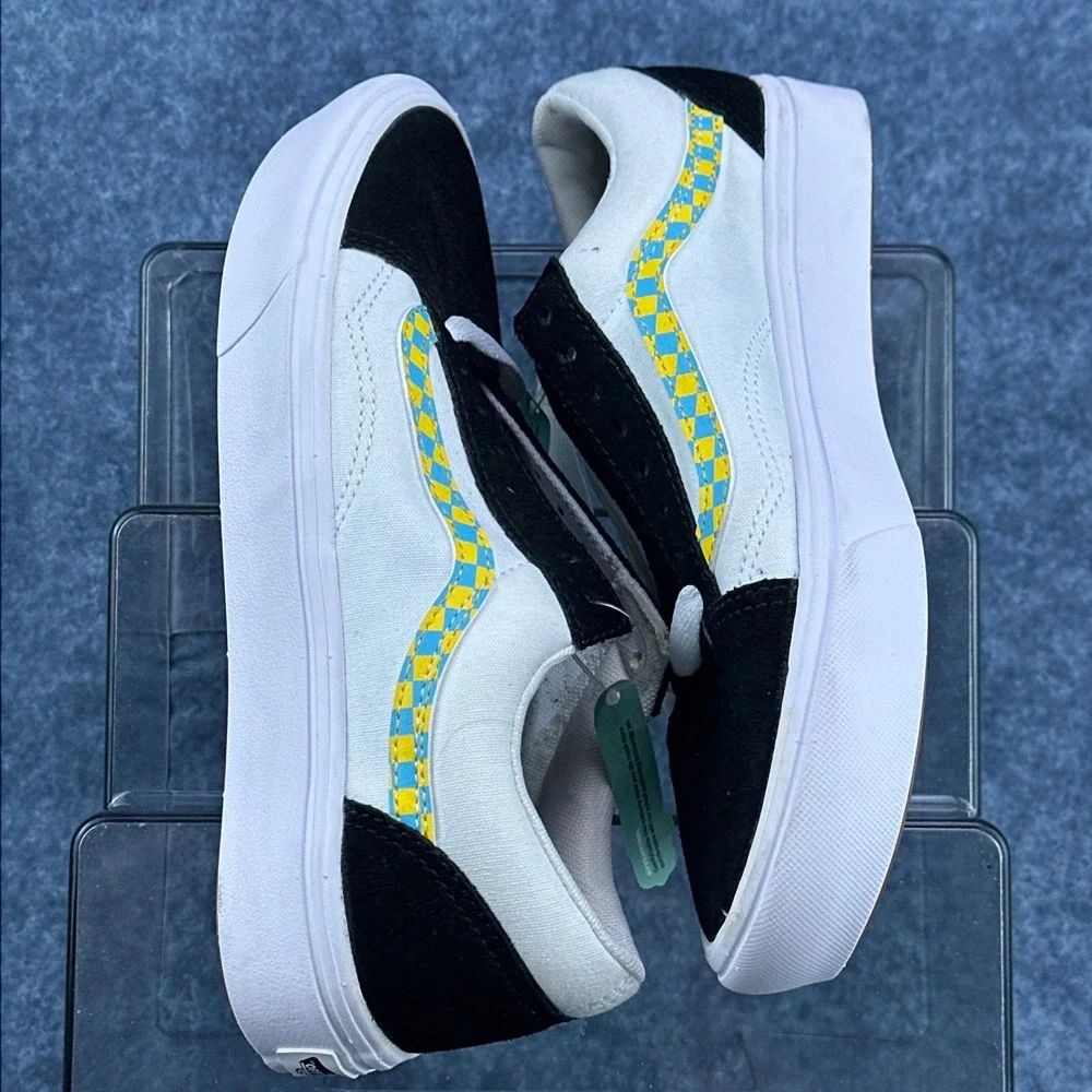 Vans Old Skool ComfyCush Black White‎ Checkered Stripe Mens 6.5 Womens 8.0